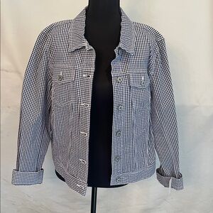Talbots Navy and White Gingham Shirt